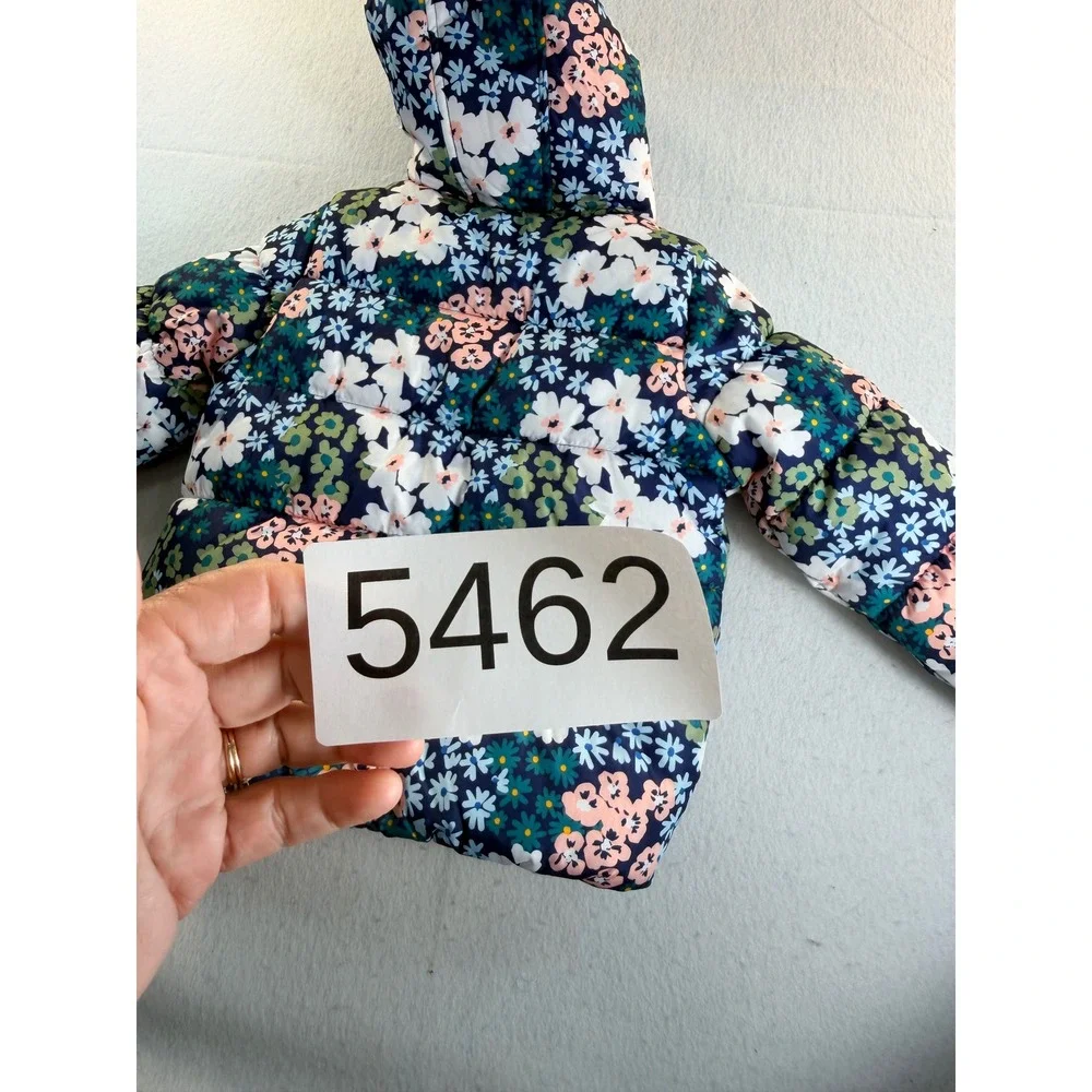 Carters Girls Navy Flora Floral Puffer Jacket Sherpa Hood 5T C2217S20-KO NWT